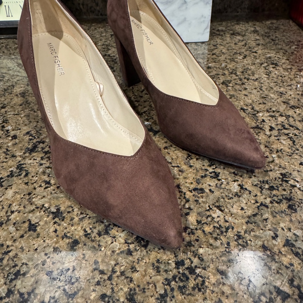 Chocolate Suede Pumps by Marc Fisher - Picture 3 of 7